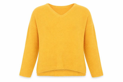 Primark Womens Yellow V-Neck  Polyester Pullover Jumper Size S