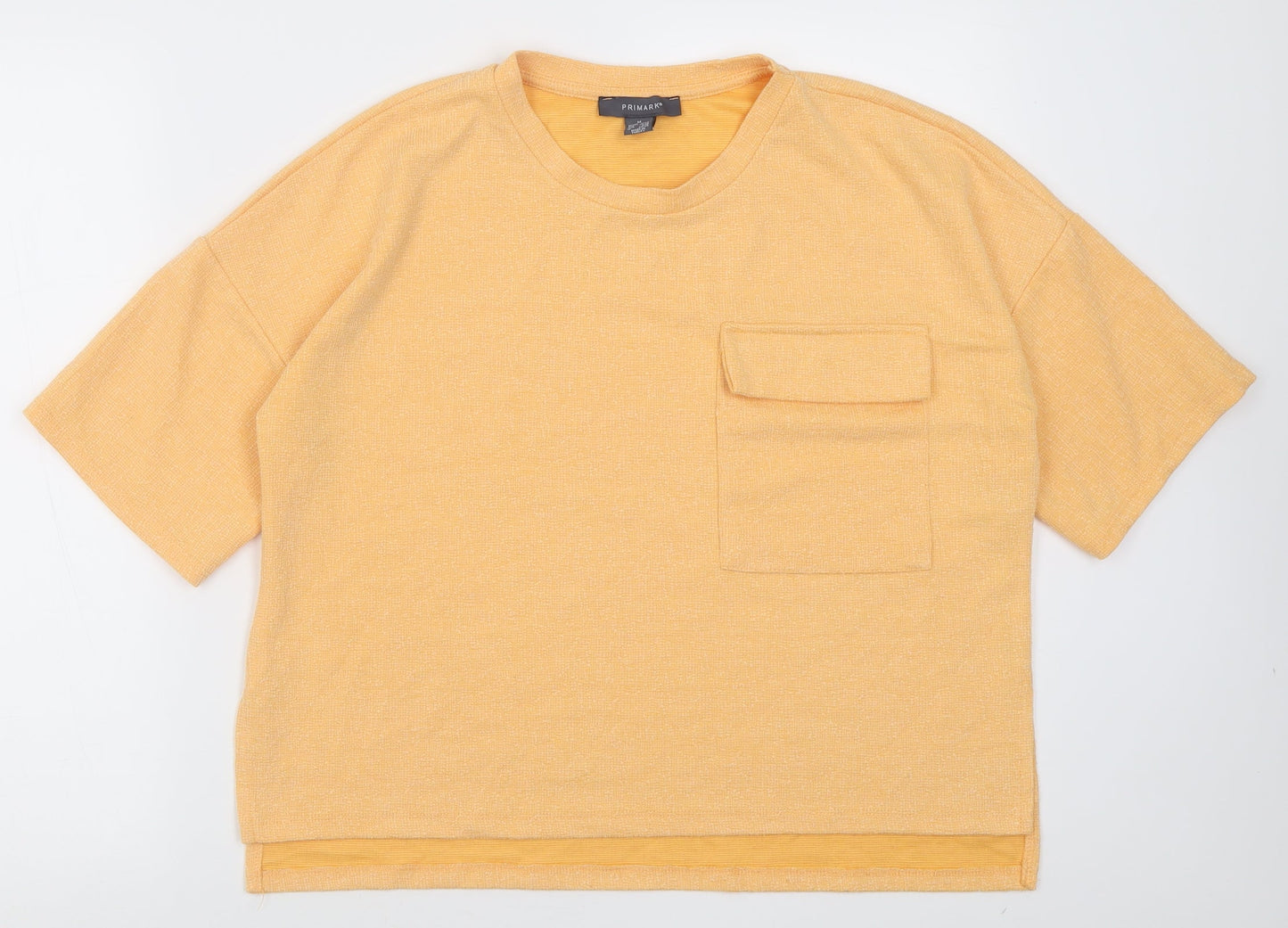 Primark Womens Orange  Polyester Cropped T-Shirt Size M Crew Neck