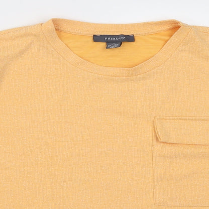 Primark Womens Orange  Polyester Cropped T-Shirt Size M Crew Neck