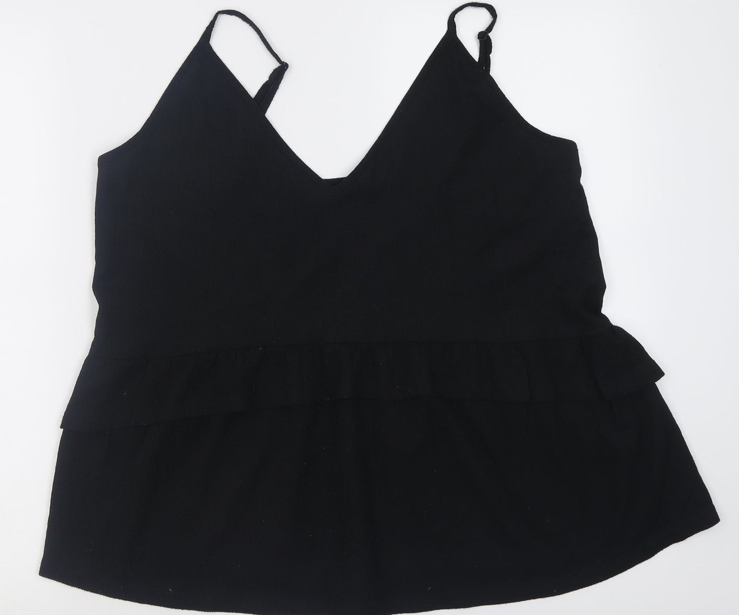 George Womens Black  Polyester Basic Tank Size 14 V-Neck