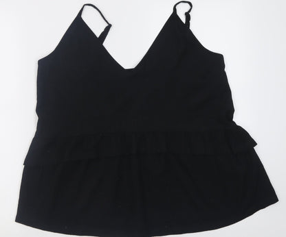 George Womens Black  Polyester Basic Tank Size 14 V-Neck