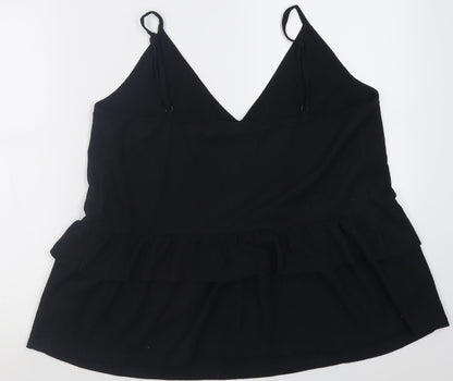George Womens Black  Polyester Basic Tank Size 14 V-Neck