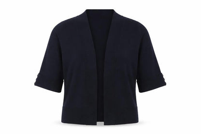 Front view of Wallis women’s blue v-neck cotton cardigan jumper, size S