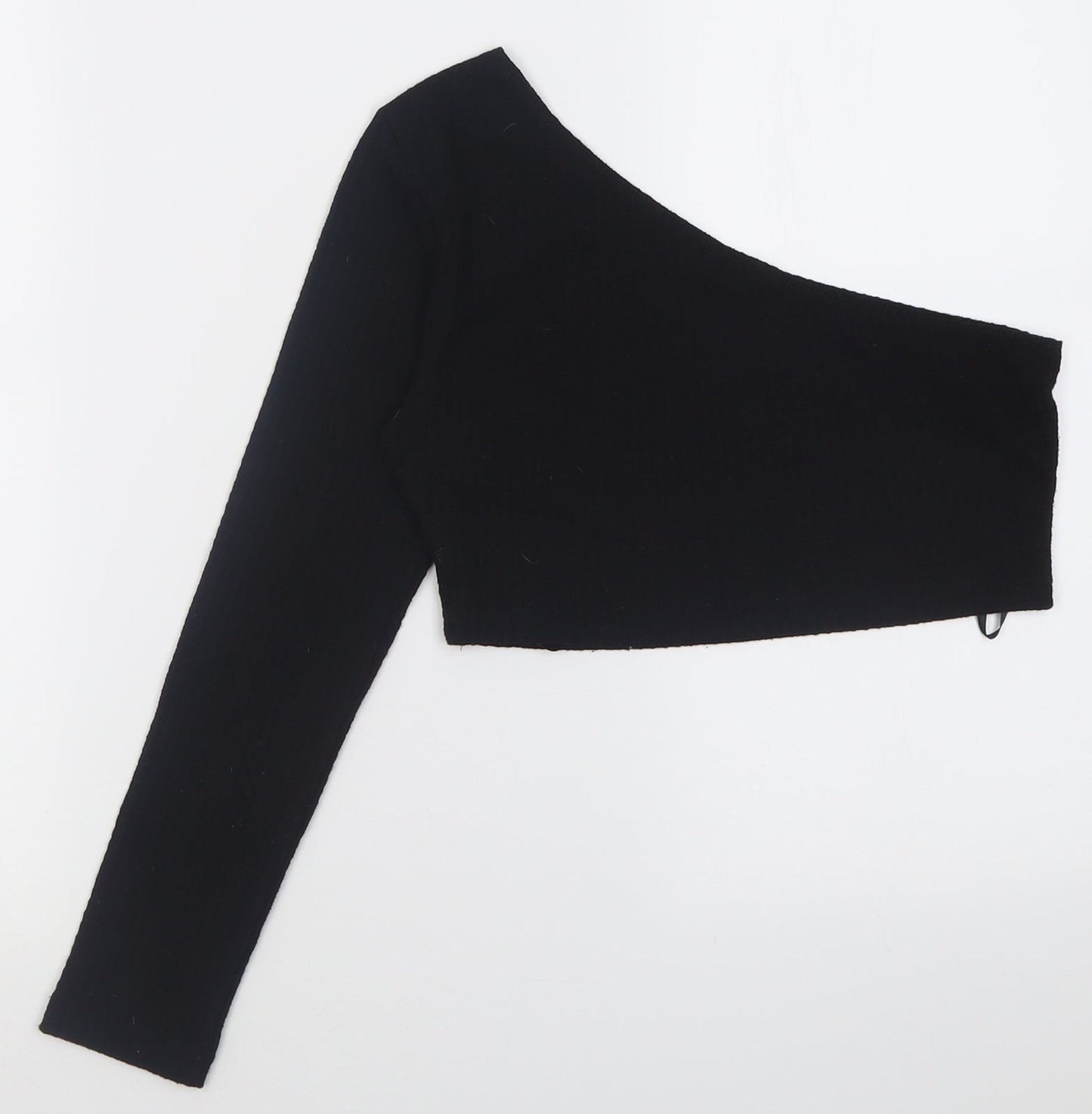 SheIn Womens Black  Polyester Cropped Blouse Size M One Shoulder