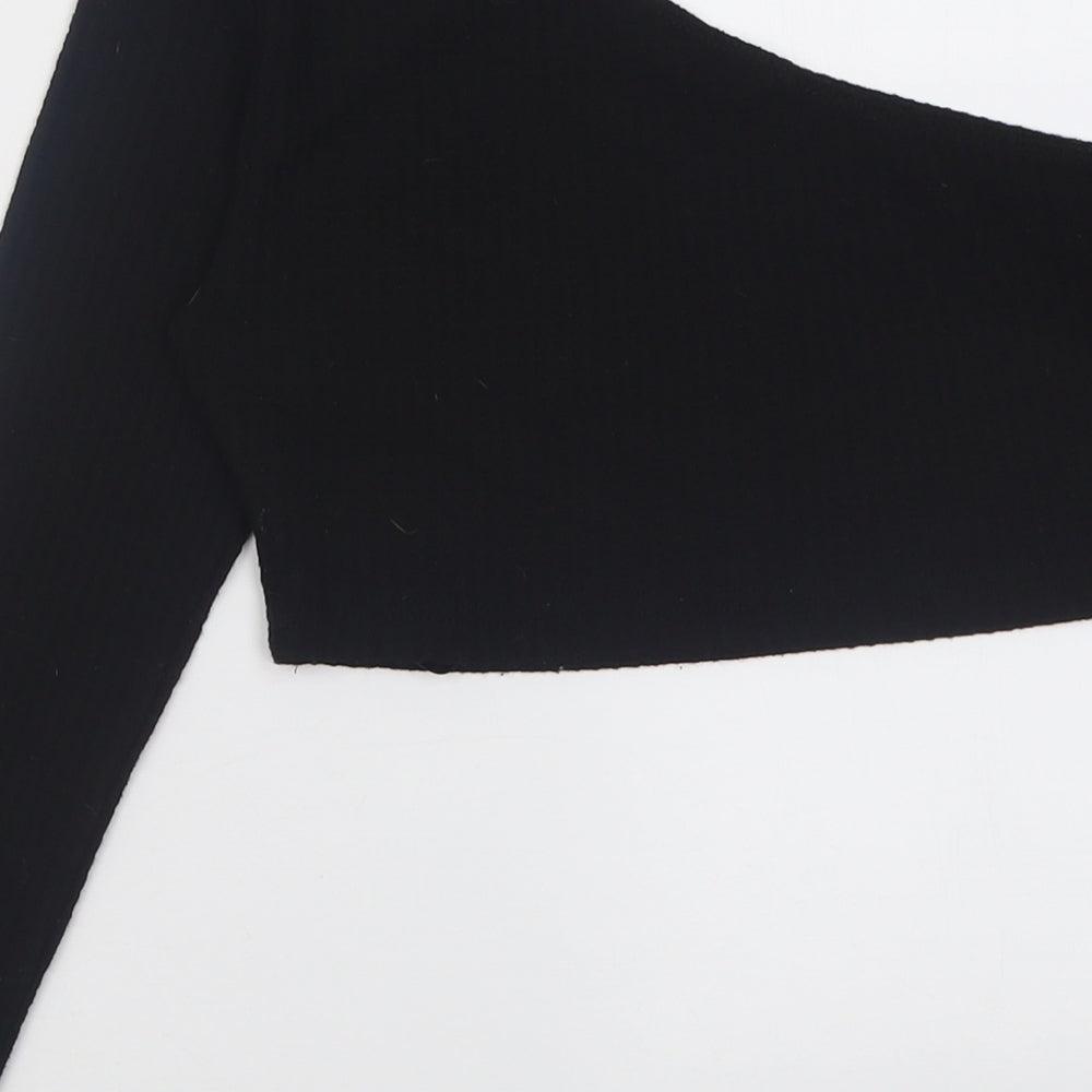 SheIn Womens Black  Polyester Cropped Blouse Size M One Shoulder