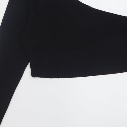 SheIn Womens Black  Polyester Cropped Blouse Size M One Shoulder