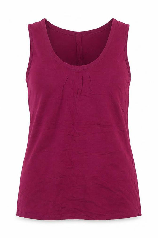 Front view of Savoir women’s purple cotton basic tank, size UK 10, scoop neck
