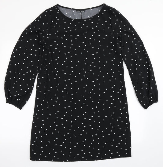 SheIn Womens Black  Polyester Shift  Size M  Round Neck Pullover - Love Hearts