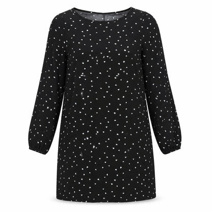 SheIn Womens Black  Polyester Shift  Size M  Round Neck Pullover - Love Hearts