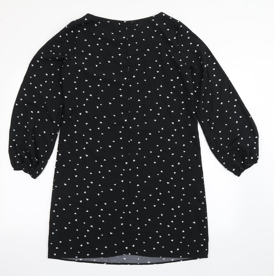 SheIn Womens Black  Polyester Shift  Size M  Round Neck Pullover - Love Hearts