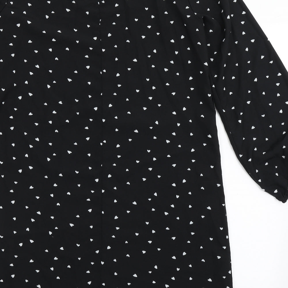 SheIn Womens Black  Polyester Shift  Size M  Round Neck Pullover - Love Hearts