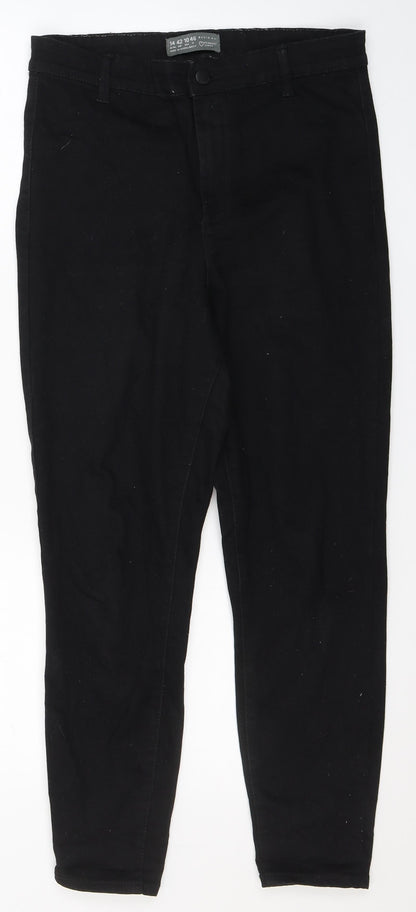 Denim & Co. Womens Black  Cotton Skinny Jeans Size 14 L27 in Regular Button