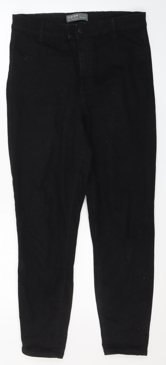 Denim & Co. Womens Black  Cotton Skinny Jeans Size 14 L27 in Regular Button