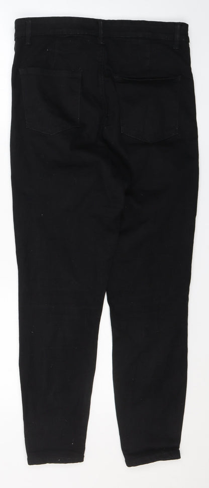 Denim & Co. Womens Black  Cotton Skinny Jeans Size 14 L27 in Regular Button