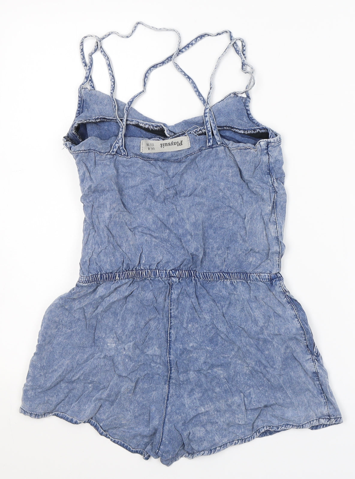 New Look Womens Blue  Viscose Playsuit One-Piece Size 6 L3 in Zip