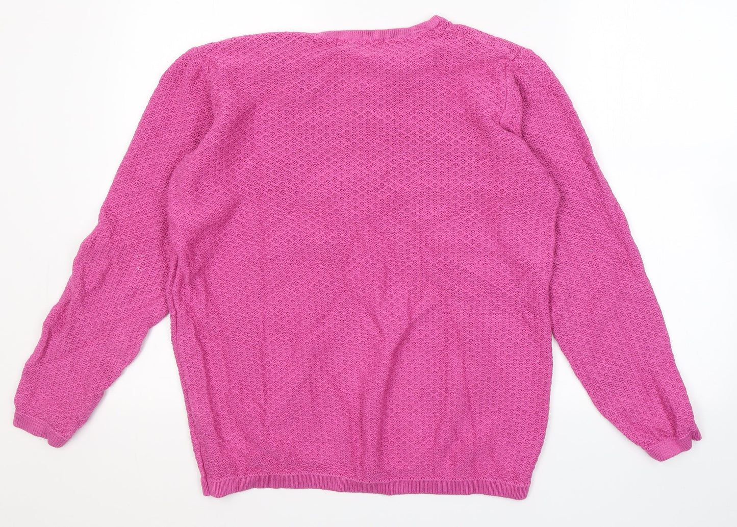 ISLE Essentials  Womens Pink V-Neck  Cotton Pullover Jumper Size M