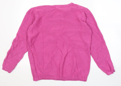 ISLE Essentials  Womens Pink V-Neck  Cotton Pullover Jumper Size M