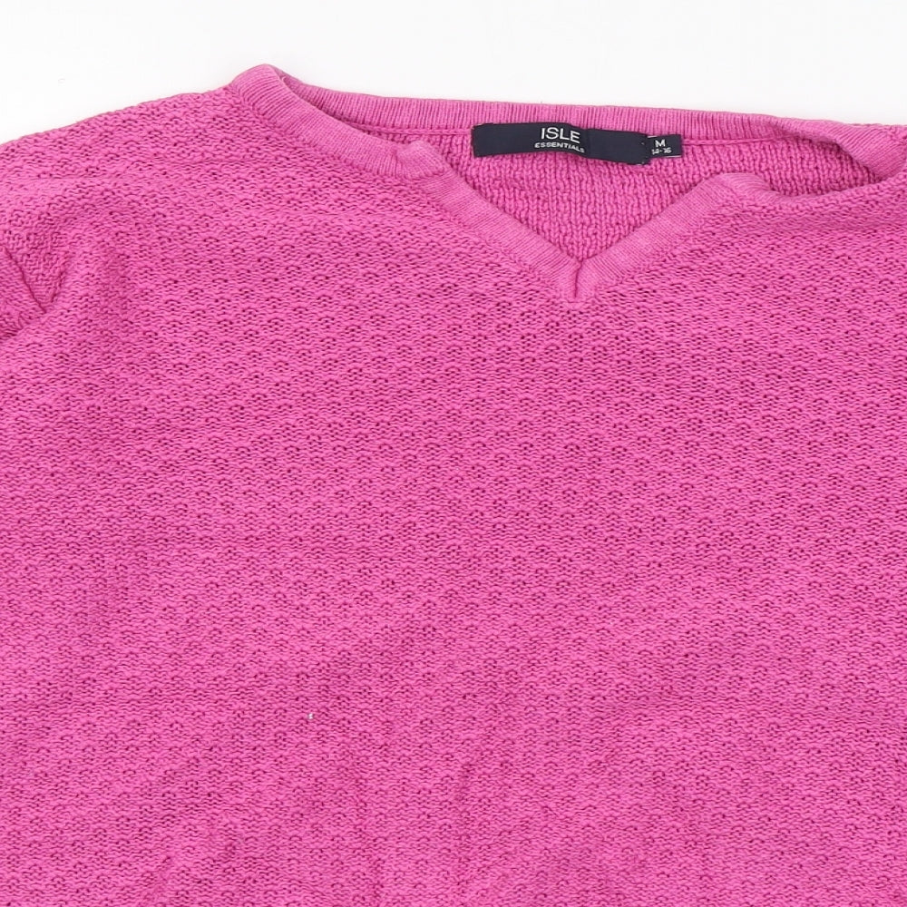 ISLE Essentials  Womens Pink V-Neck  Cotton Pullover Jumper Size M