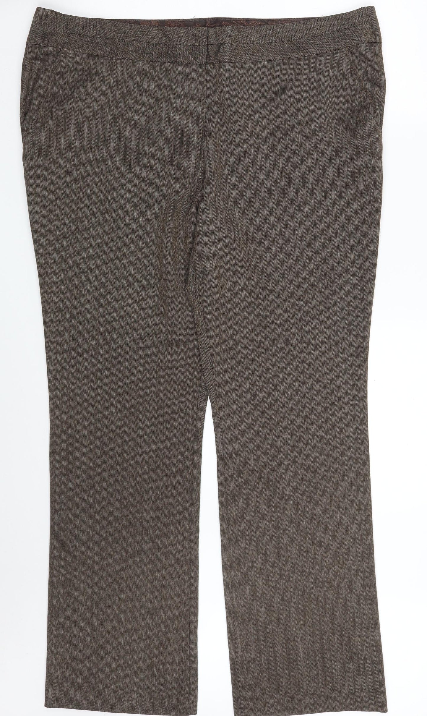 Matalan Womens Brown  Polyester Dress Pants Trousers Size 18 L31 in Regular Zip