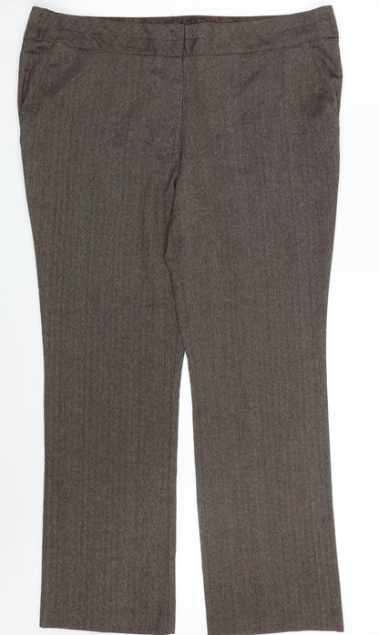 Matalan Womens Brown  Polyester Dress Pants Trousers Size 18 L31 in Regular Zip