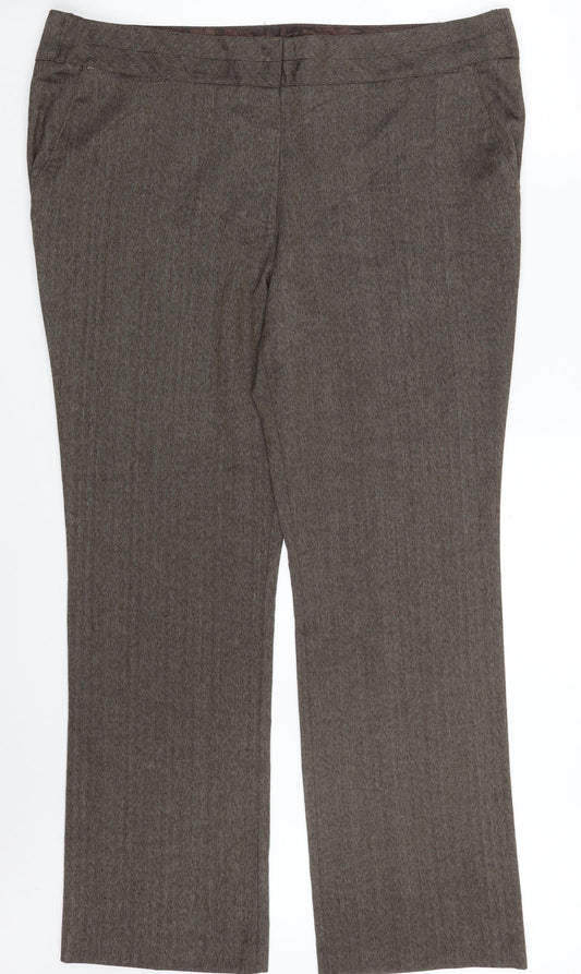 Matalan Womens Brown  Polyester Dress Pants Trousers Size 18 L31 in Regular Zip