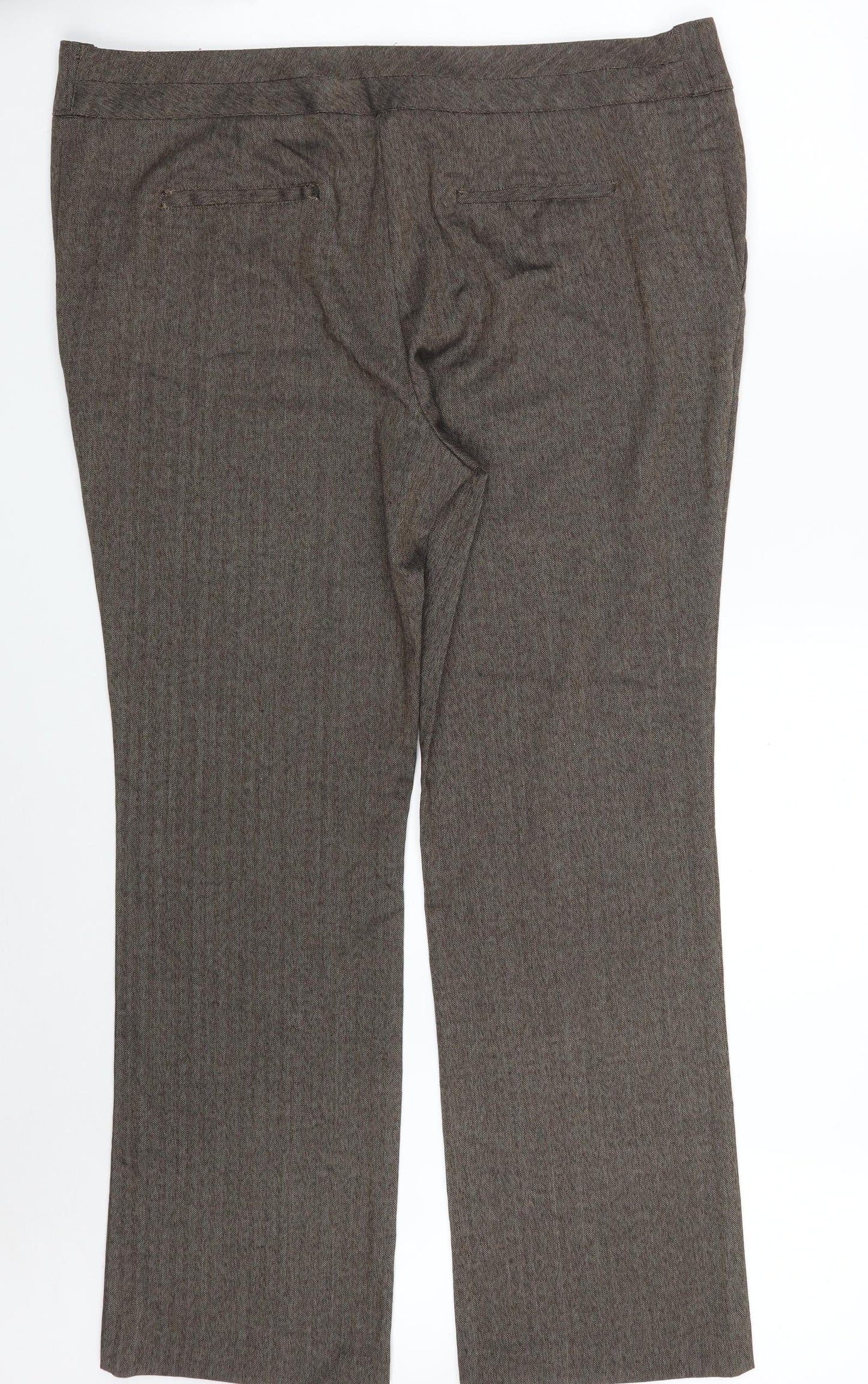 Matalan Womens Brown  Polyester Dress Pants Trousers Size 18 L31 in Regular Zip