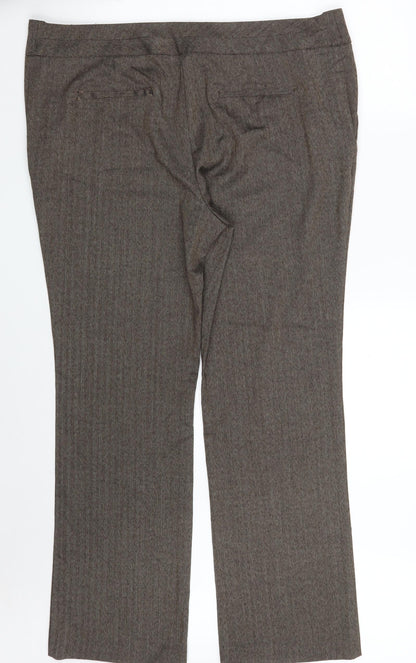 Matalan Womens Brown  Polyester Dress Pants Trousers Size 18 L31 in Regular Zip