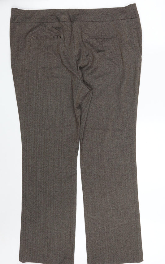 Matalan Womens Brown  Polyester Dress Pants Trousers Size 18 L31 in Regular Zip