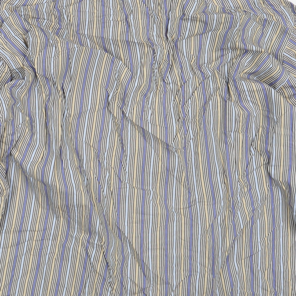 REMUS UOMO Mens Multicoloured Striped Cotton  Button-Up Size 2XL Collared Button