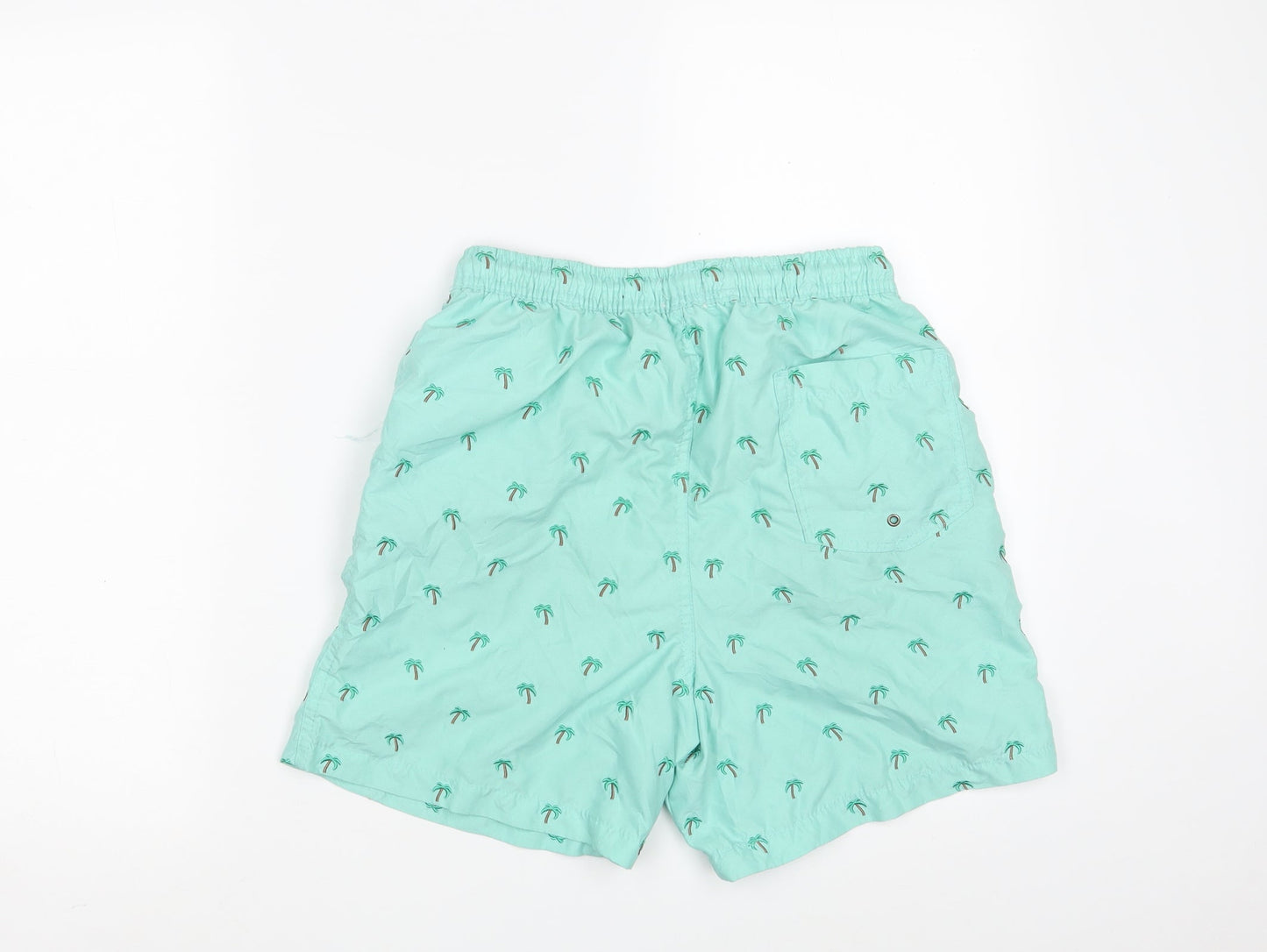 UO Swim Boys Green Floral Polyester Sweat Shorts Size S L6 in Regular Drawstring - Swimwear