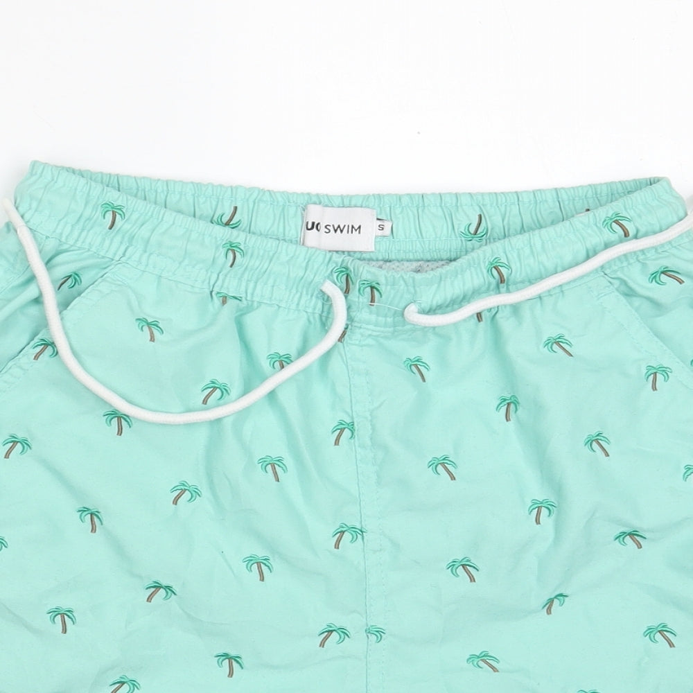 UO Swim Boys Green Floral Polyester Sweat Shorts Size S L6 in Regular Drawstring - Swimwear