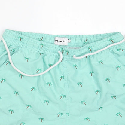 UO Swim Boys Green Floral Polyester Sweat Shorts Size S L6 in Regular Drawstring - Swimwear