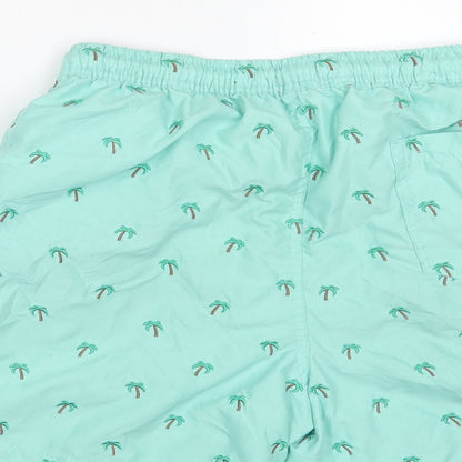 UO Swim Boys Green Floral Polyester Sweat Shorts Size S L6 in Regular Drawstring - Swimwear