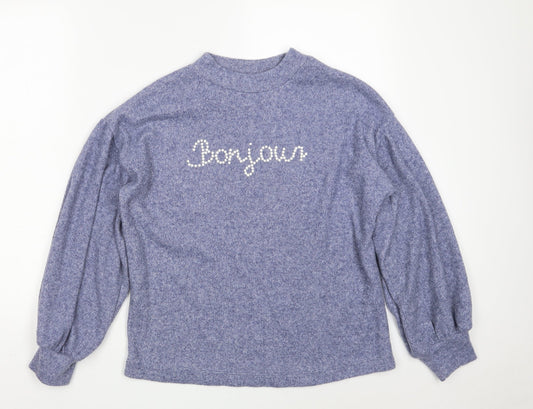 F&F Womens Blue Round Neck  Polyester Pullover Jumper Size 6   - Bonjour