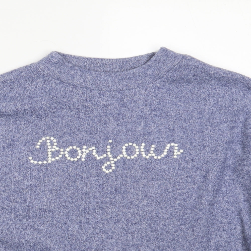 F&F Womens Blue Round Neck  Polyester Pullover Jumper Size 6   - Bonjour