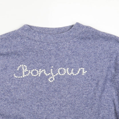 F&F Womens Blue Round Neck  Polyester Pullover Jumper Size 6   - Bonjour