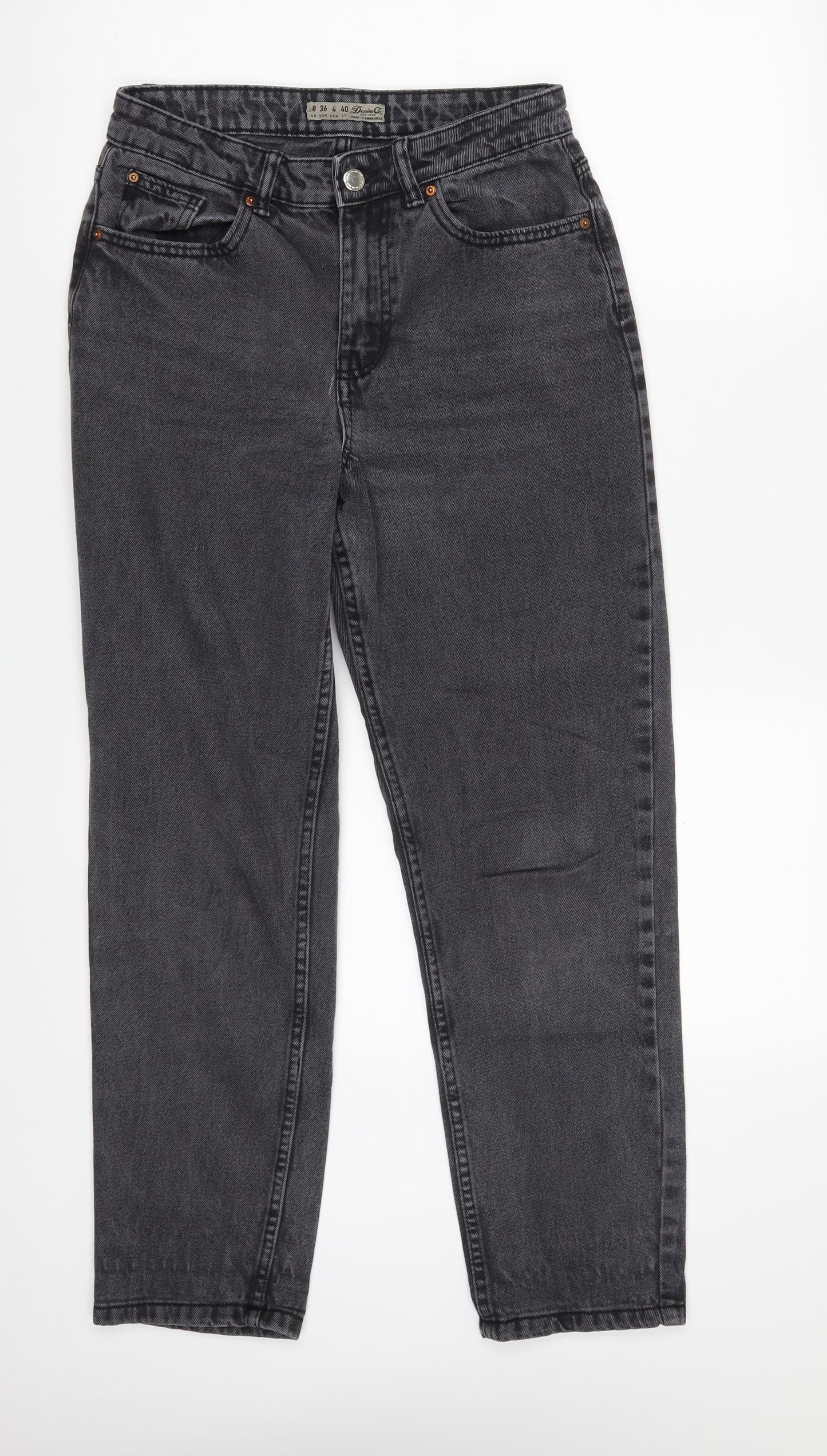 Denim Co. Womens Grey  100% Cotton Straight Jeans Size 8 L27 in Slim Zip