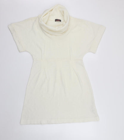 Lemssy Womens Ivory  Acrylic A-Line  Size M  Roll Neck