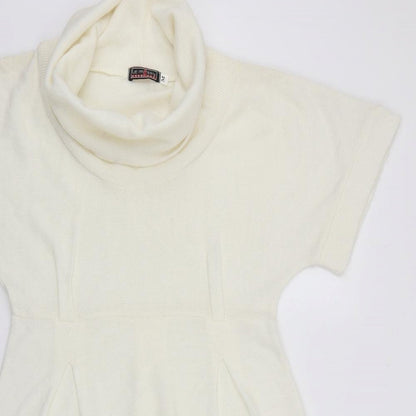 Lemssy Womens Ivory  Acrylic A-Line  Size M  Roll Neck