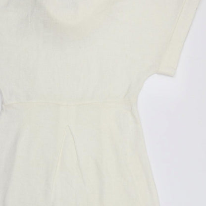 Lemssy Womens Ivory  Acrylic A-Line  Size M  Roll Neck