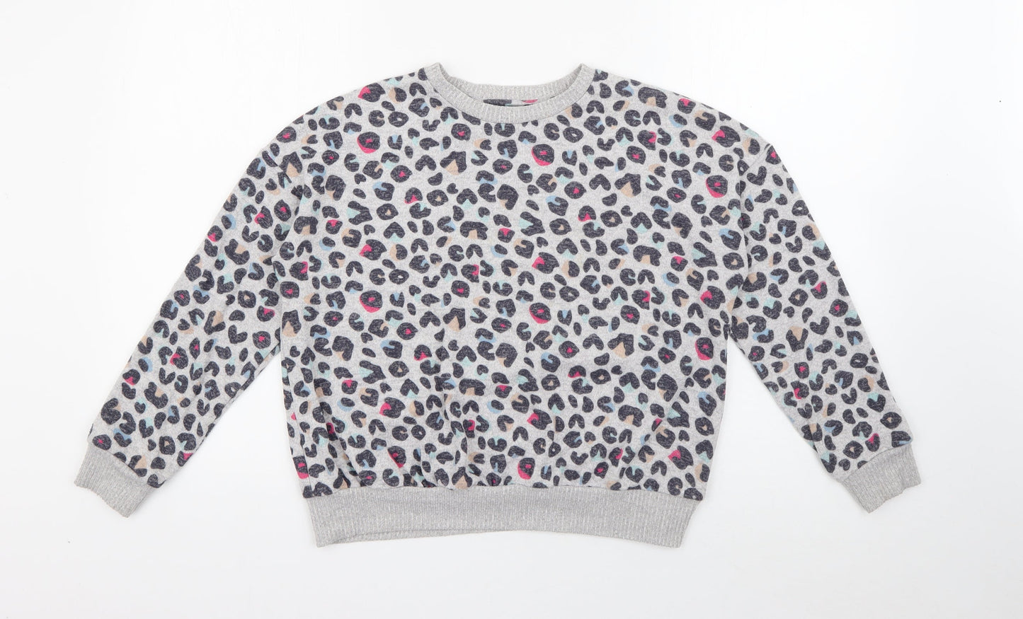 Marks and Spencer Girls Grey Animal Print Viscose Pullover Sweatshirt Size 11-12 Years