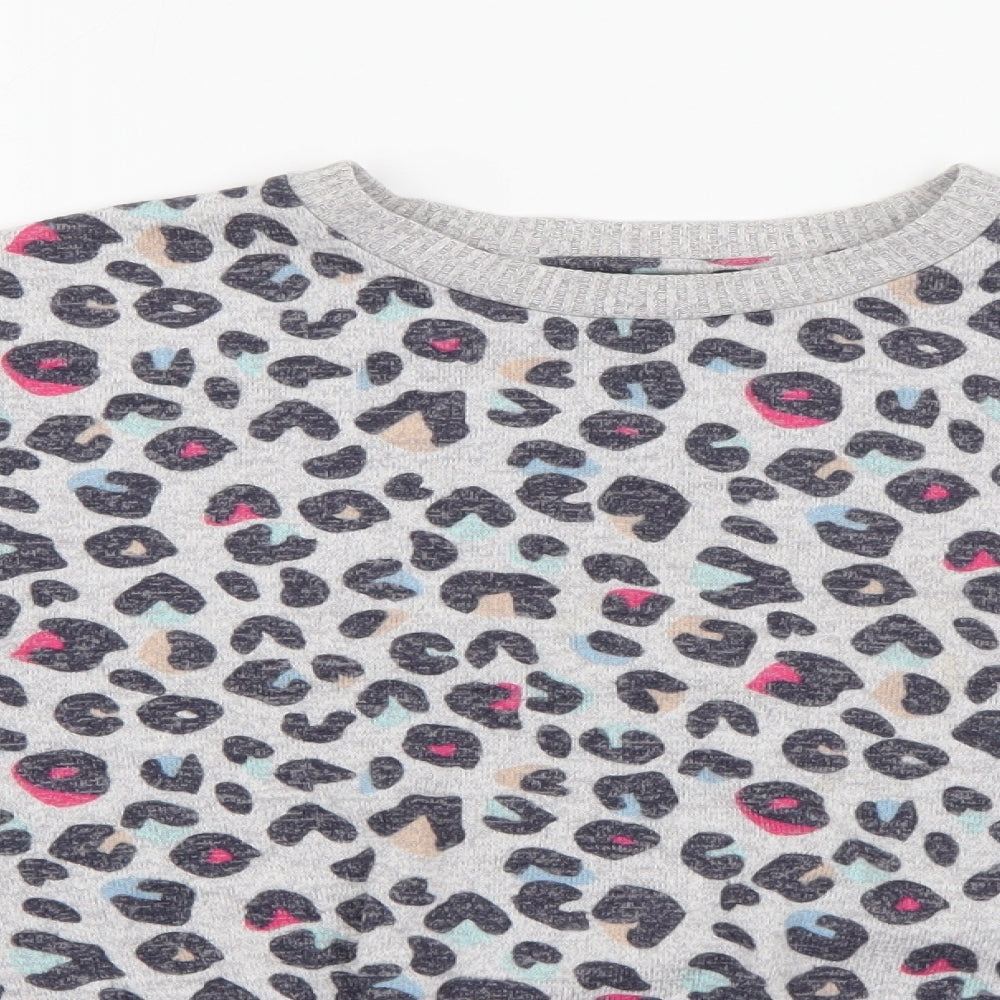 Marks and Spencer Girls Grey Animal Print Viscose Pullover Sweatshirt Size 11-12 Years