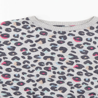 Marks and Spencer Girls Grey Animal Print Viscose Pullover Sweatshirt Size 11-12 Years