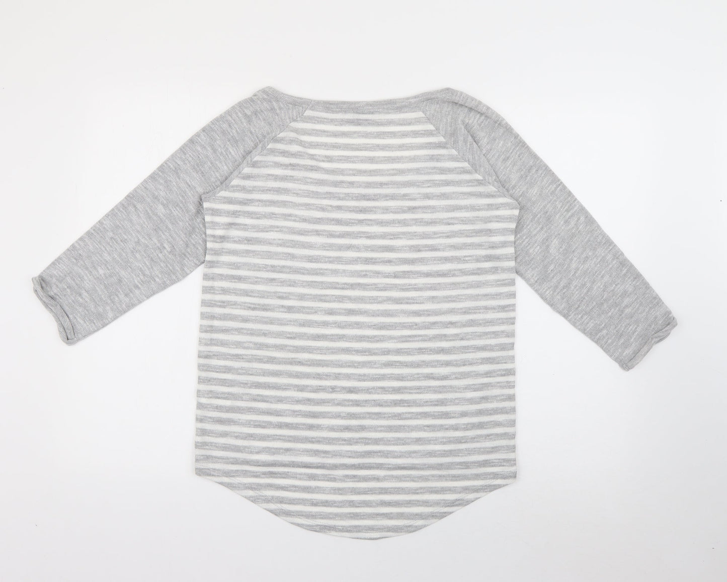 TU Womens Green Scoop Neck Striped Polyester Pullover Jumper Size 12