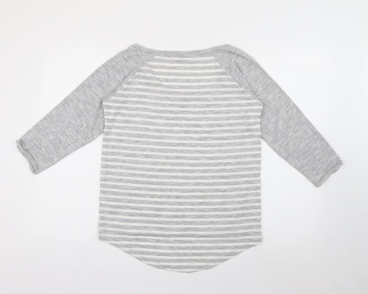 TU Womens Green Scoop Neck Striped Polyester Pullover Jumper Size 12