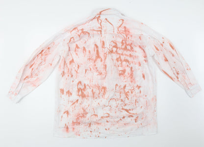 Boohoo Womens White Geometric Polyester Tunic Button-Up Size 6 Collared