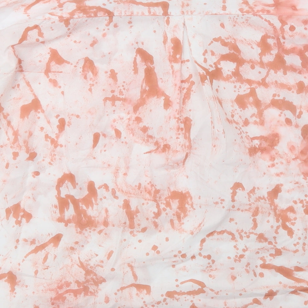 Boohoo Womens White Geometric Polyester Tunic Button-Up Size 6 Collared