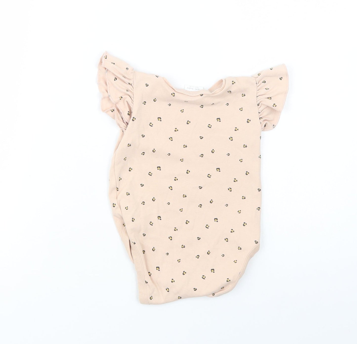 NEXT Baby Beige Animal Print Cotton Babygrow One-Piece Size 6-9 Months  Snap