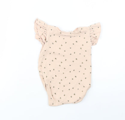 NEXT Baby Beige Animal Print Cotton Babygrow One-Piece Size 6-9 Months  Snap