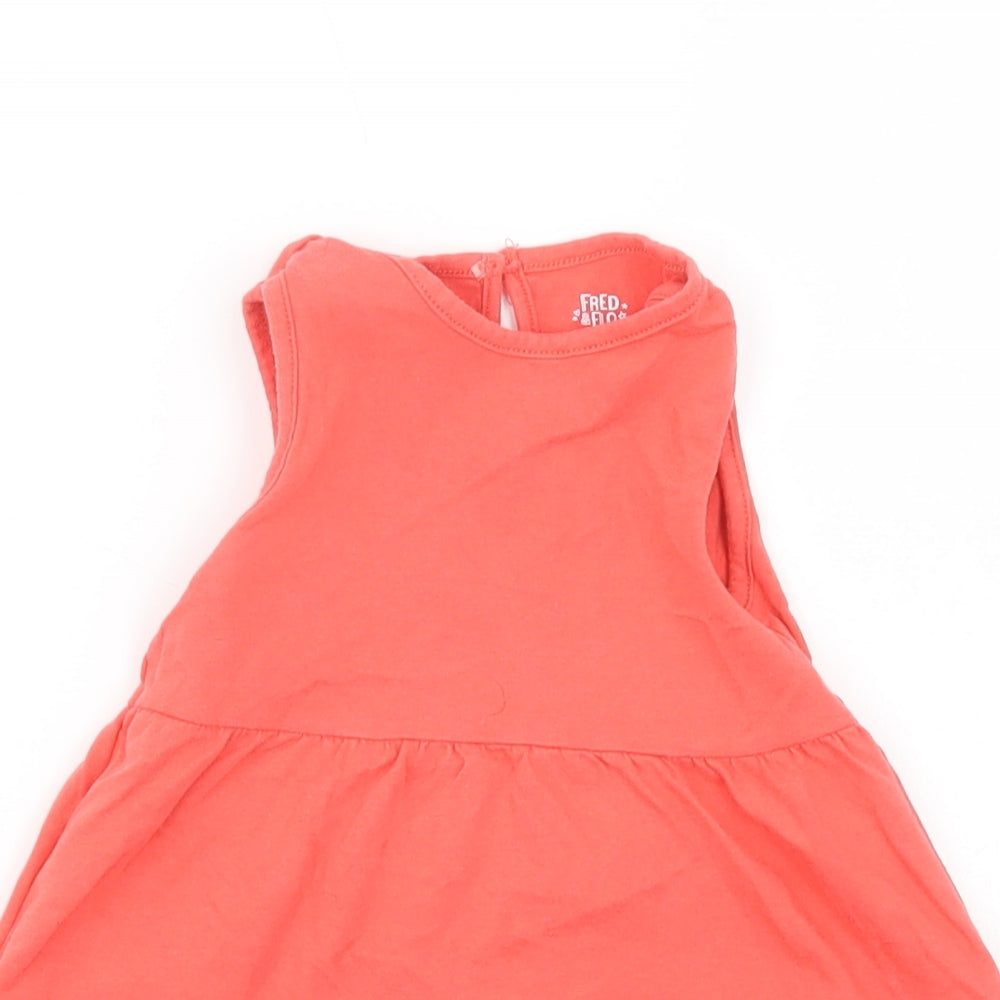 F&F Baby Red  Cotton A-Line  Size 6-9 Months  Crew Neck Button